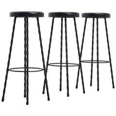 French Wrought Iron Bar Stools, 1950 in the Manner of Mategot