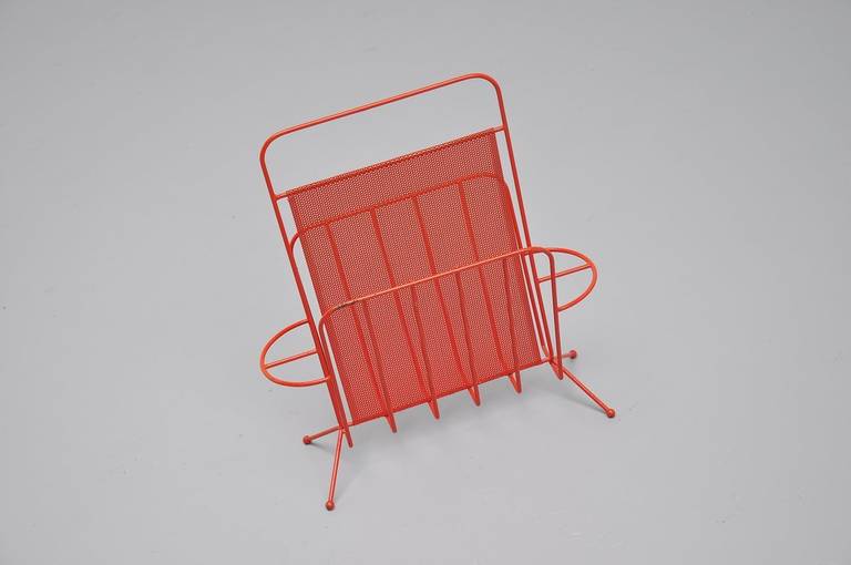 Very nice magazine stand designed by Mathieu Mategot for Artimeta Soest, Holland 1960. Artimeta made some licensed products from Mategot during the 1960s; some of them were only made in Holland for the Dutch market and were not produced in France.