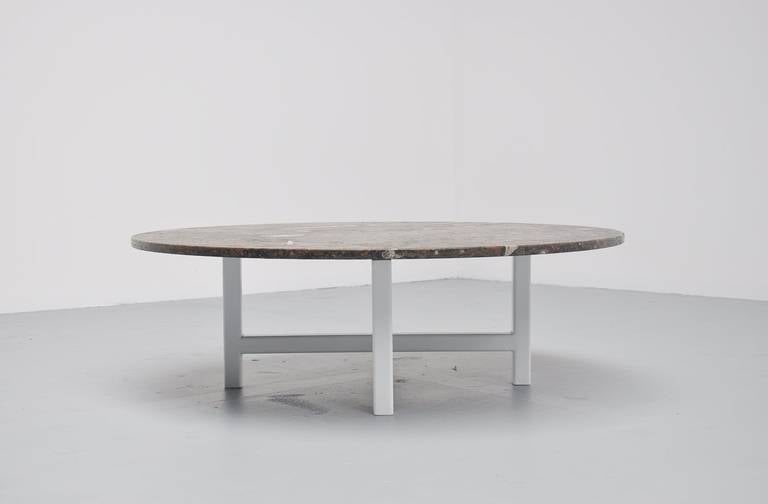Metal Heinz Lilienthal Fossil Stone Coffee Table, Germany, 1970