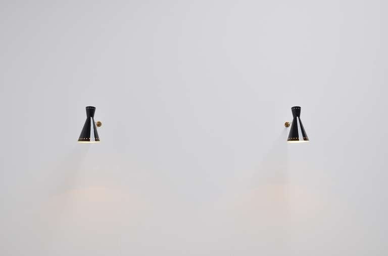 Stilnovo Diabolo Wall Lamps Italy 1950 In Good Condition In Roosendaal, Noord Brabant