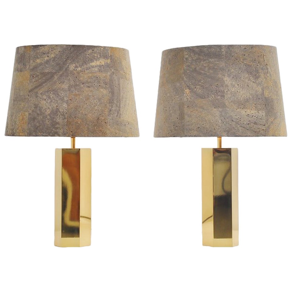 Ingo Maurer Pair of Table Lamps in Brass, Germany, 1962