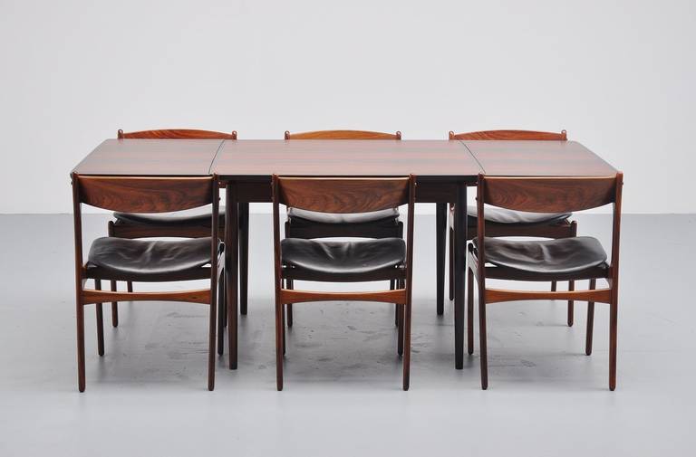 Danish Square rosewood dining table by Arne Vodder for Sibast mobler 1960