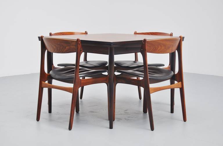 Mid-20th Century Square rosewood dining table by Arne Vodder for Sibast mobler 1960