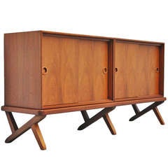 Fristho walnut credenza with cross leggs Rudolf b Glatzel 1960