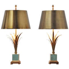 Maison Charles Palm Motif Lamp pair made in France 1970