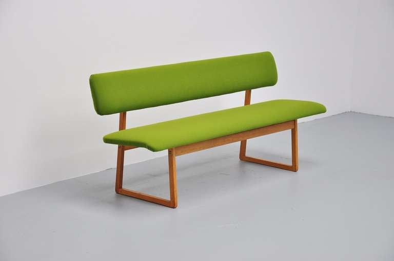 Swedish Newly Upholstered Bench in Oak 1960 4