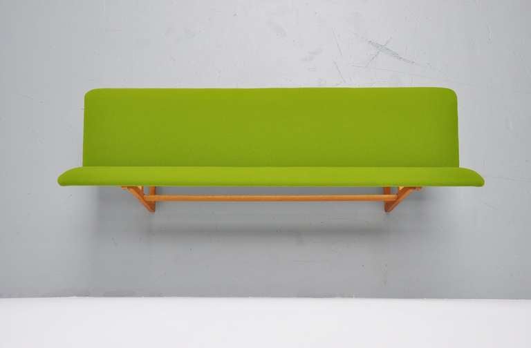 Swedish Newly Upholstered Bench in Oak 1960 5