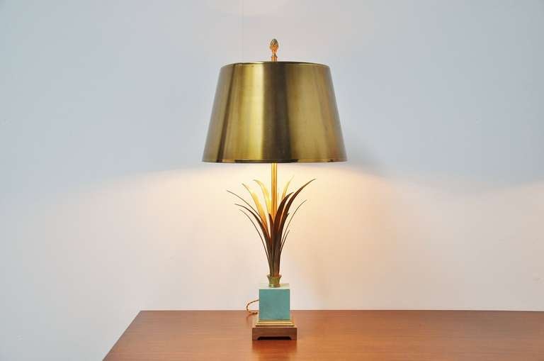 Mid-Century Modern Maison Charles Palm Motif Lamp pair made in France 1970