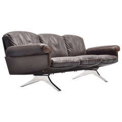 De Sede DS31/3 leather chrome lounge sofa Switzerland 1970