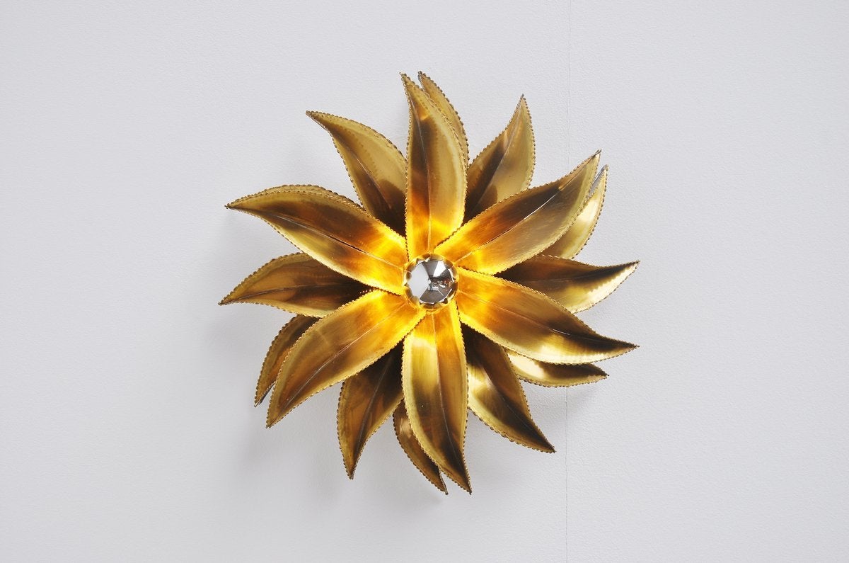Maison Jansen Palm Leaves Wall Lamps France 1970