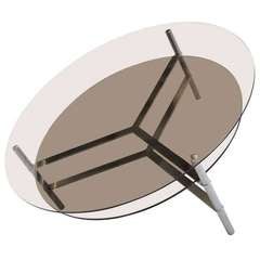 Danish Smoked Glass and Brushed Steel Coffee Table 1960