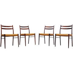 Arne Wahl Iversen Rosewood Dining Chairs Denmark 1959