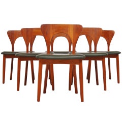 Peter Chairs by Niels Koefoed in teak and green leather 1958