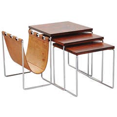 Used Rosewood Nesting Tables 1960 in the manner of Poul Kjaerholm