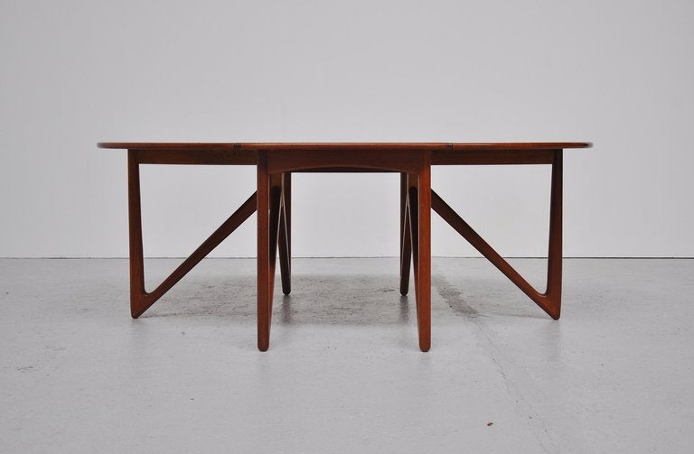Mid-Century Modern Kurt Ostervig Drop Leaf Dining Table In Solid Teak 1960