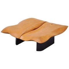Sculptural French coffee table solid wood 1950