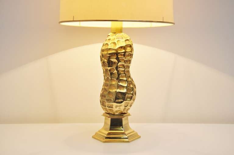 Unique brass peanut table lamp Maison Jansen France 1970