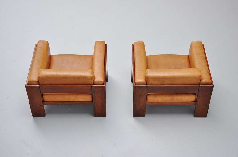 Italian Tobia Scarpa Bastiano Lounge Chairs Gavina 1960