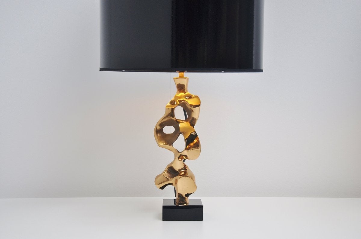 Michel Jaubert Bronze Sculptural Table Lamps, France, 1970