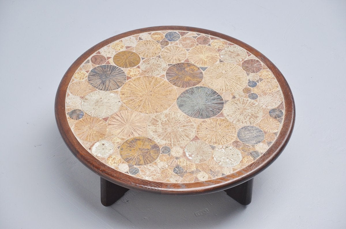 Tue Poulsen Ceramic Art Tiles Coffee Table, Haslev, Denmark, 1963 at