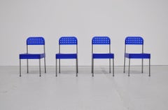 Enzo Mari blue set of 8 Box chairs for Driade 1990
