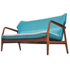 Bovenkamp Wingback Lounge Sofa Blue 1960