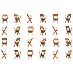 24x Dutch Plywood Folding Chairs with Arms 1950