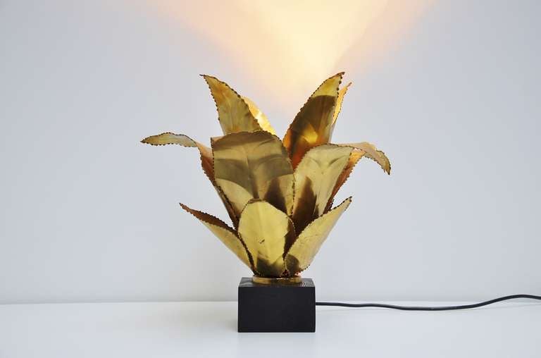 Maison Charles Lily Table Lamp in Brass, France 1970
