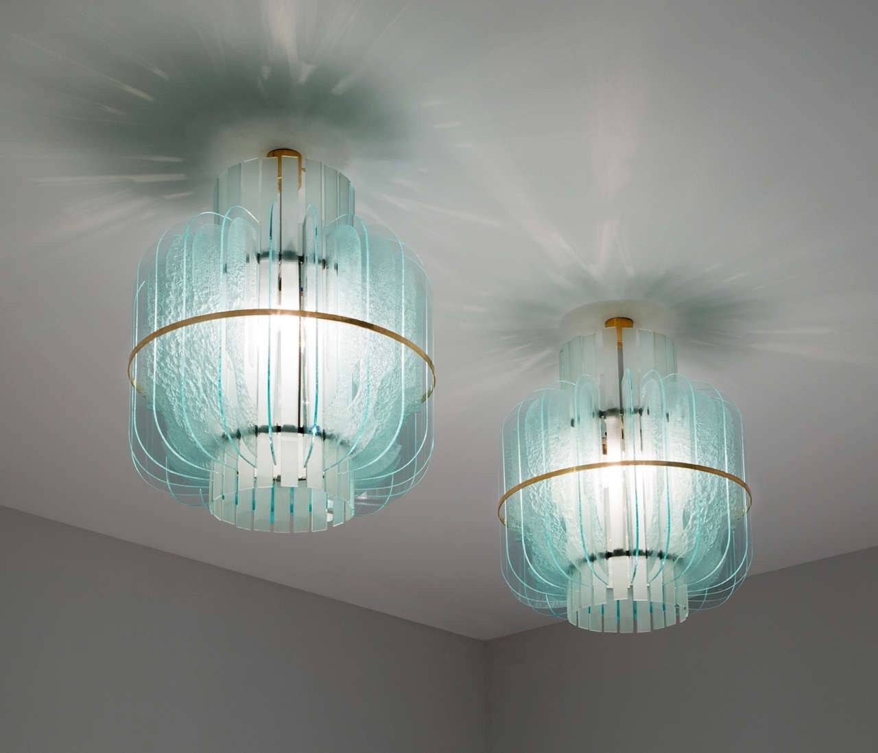 Set of Five Large Italian Wall Lights with Brass Details For Sale at 1stdibs