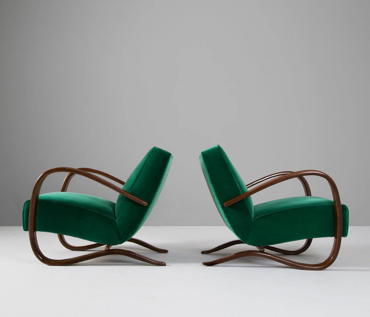 Jindrich Halabala Pair of Reupholstered Easy Chairs In Excellent Condition In Waalwijk, NL
