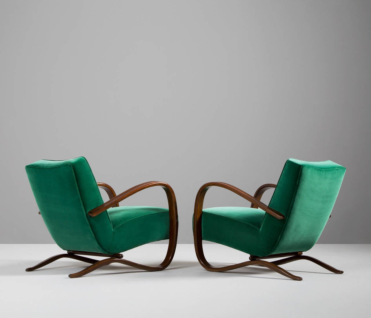 Mid-20th Century Jindrich Halabala Pair of Reupholstered Easy Chairs