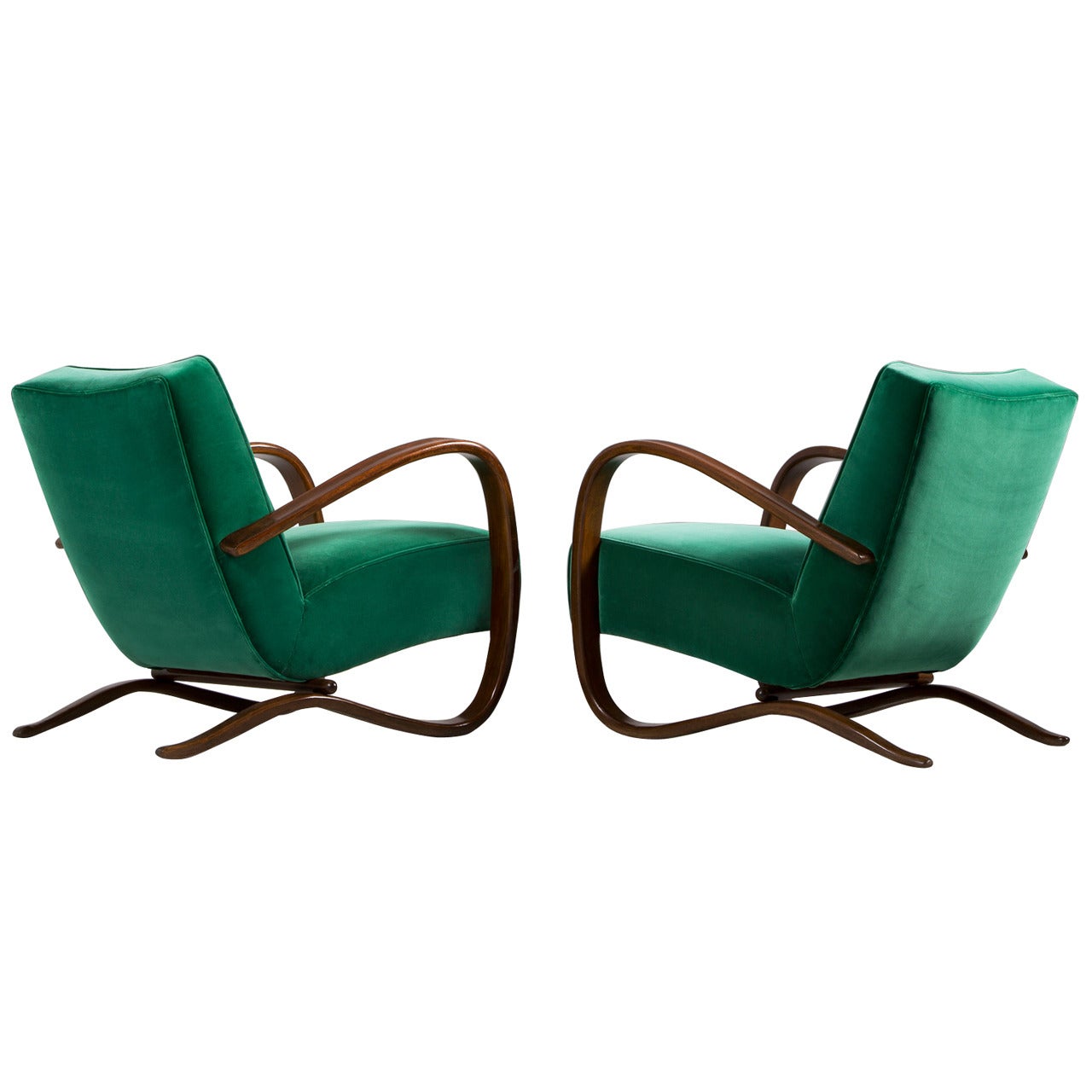 Jindrich Halabala Pair of Reupholstered Easy Chairs