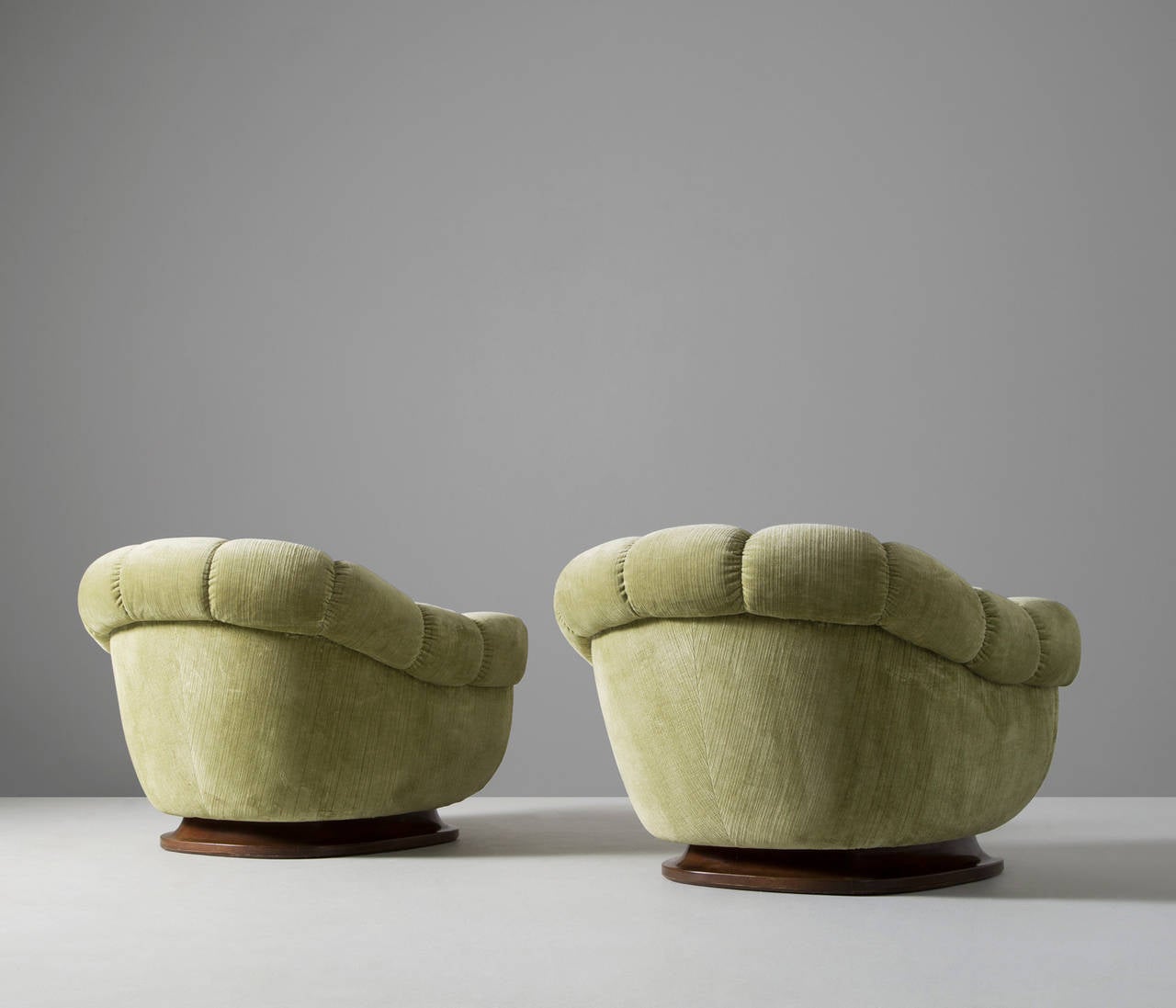 Italian Two Elegant Club Chairs with Round Shapes