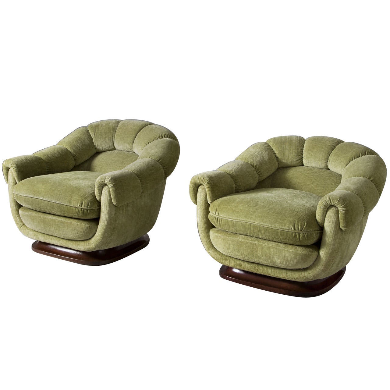 Two Elegant Club Chairs with Round Shapes