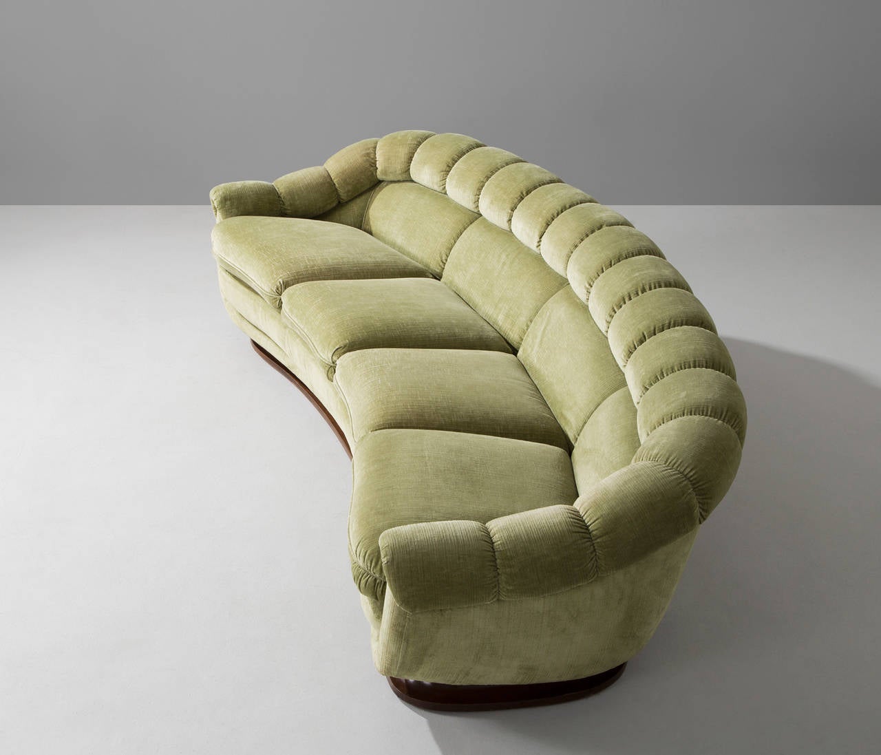Mid-Century Modern Elegant Curved Italian Sofa with Round Shapes