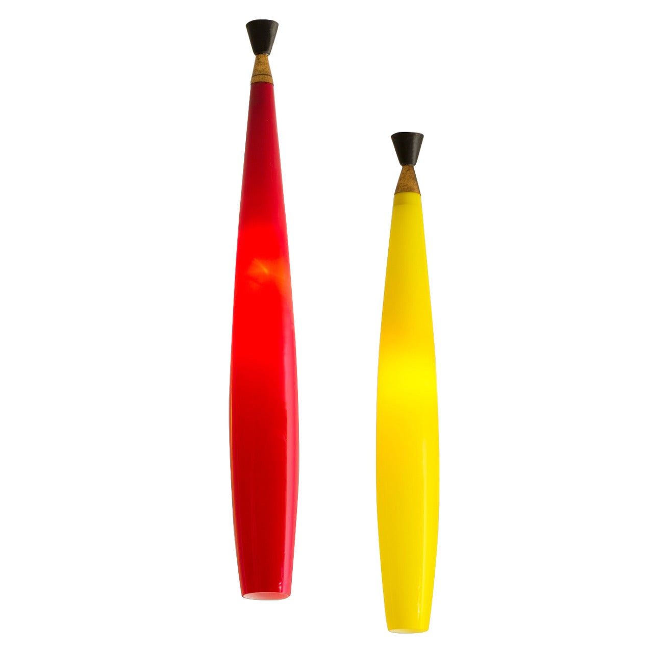 Pair of Two Long Pendants by Alessandro Pianon for Vistosi