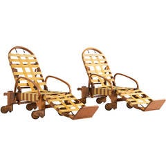 1940s Set of Two Wooden Chaise Longues 5