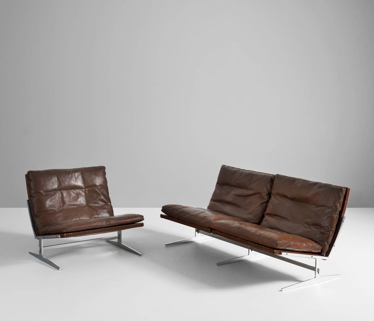 Scandinavian Modern Two-Seat Sofa and Lounge Chair Set by Fabricius and Kastholm