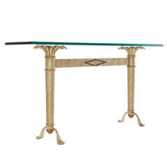 French Wall Sunflower Console Table with Glass Top