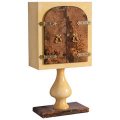 Aldo Tura Lacquered Goatskin Pedestal Bar Cabinet 7
