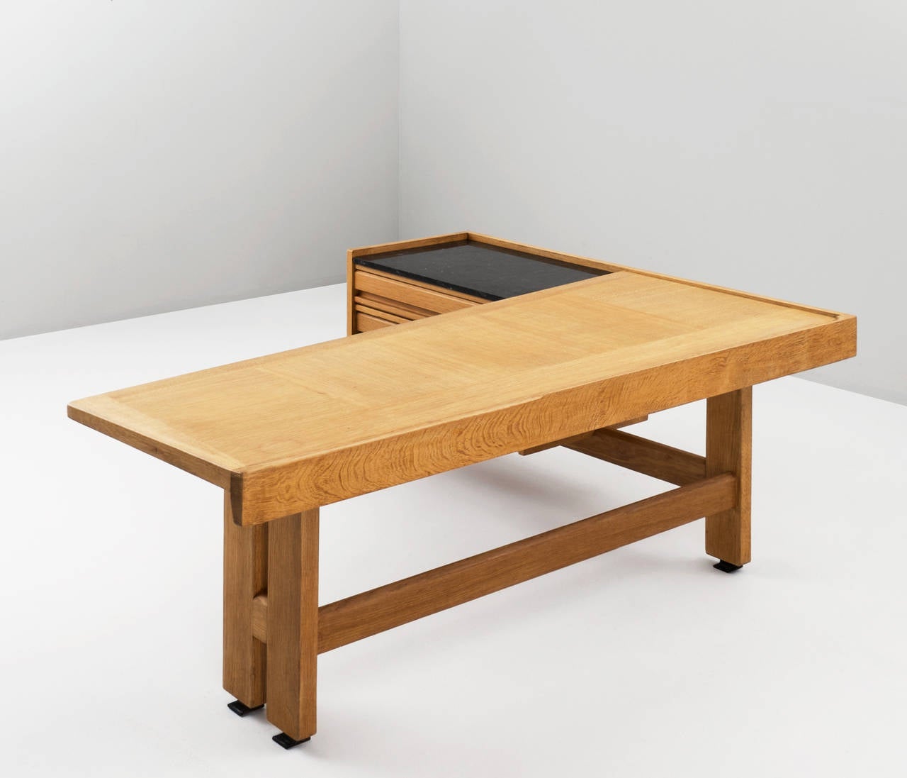 Large Oak Desk by Guillerme et Chambron For Sale at 1stDibs