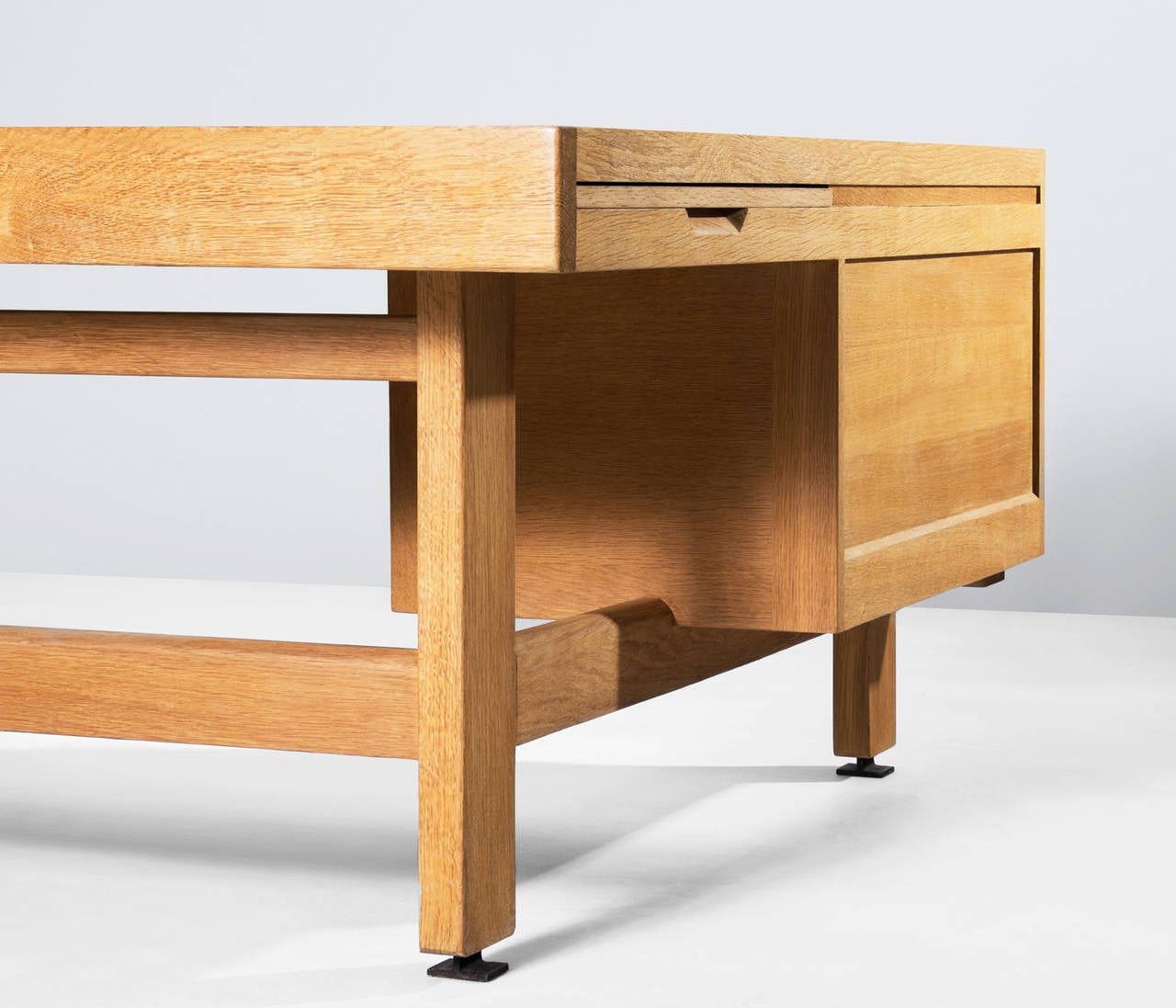 Large Oak Desk by Guillerme et Chambron 1