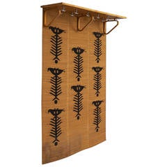 Large Alvar Aalto Coat Rack with Decorative Graphic Rug
