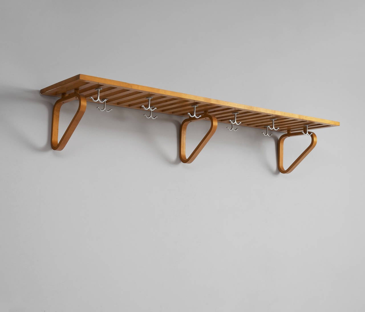 Finnish Large Alvar Aalto Coat Rack with Decorative Graphic Rug