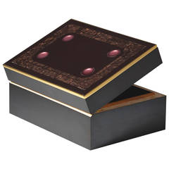 Jean Claude Dresse Decorative Box with Gem Stones and Japanese Lacquer 9