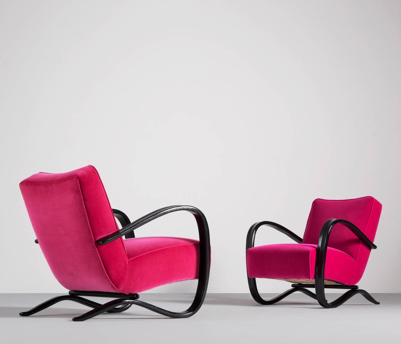 Mid-Century Modern Set of Two Jindrich Halabala Easy Chairs, Czech Republic, 1930s