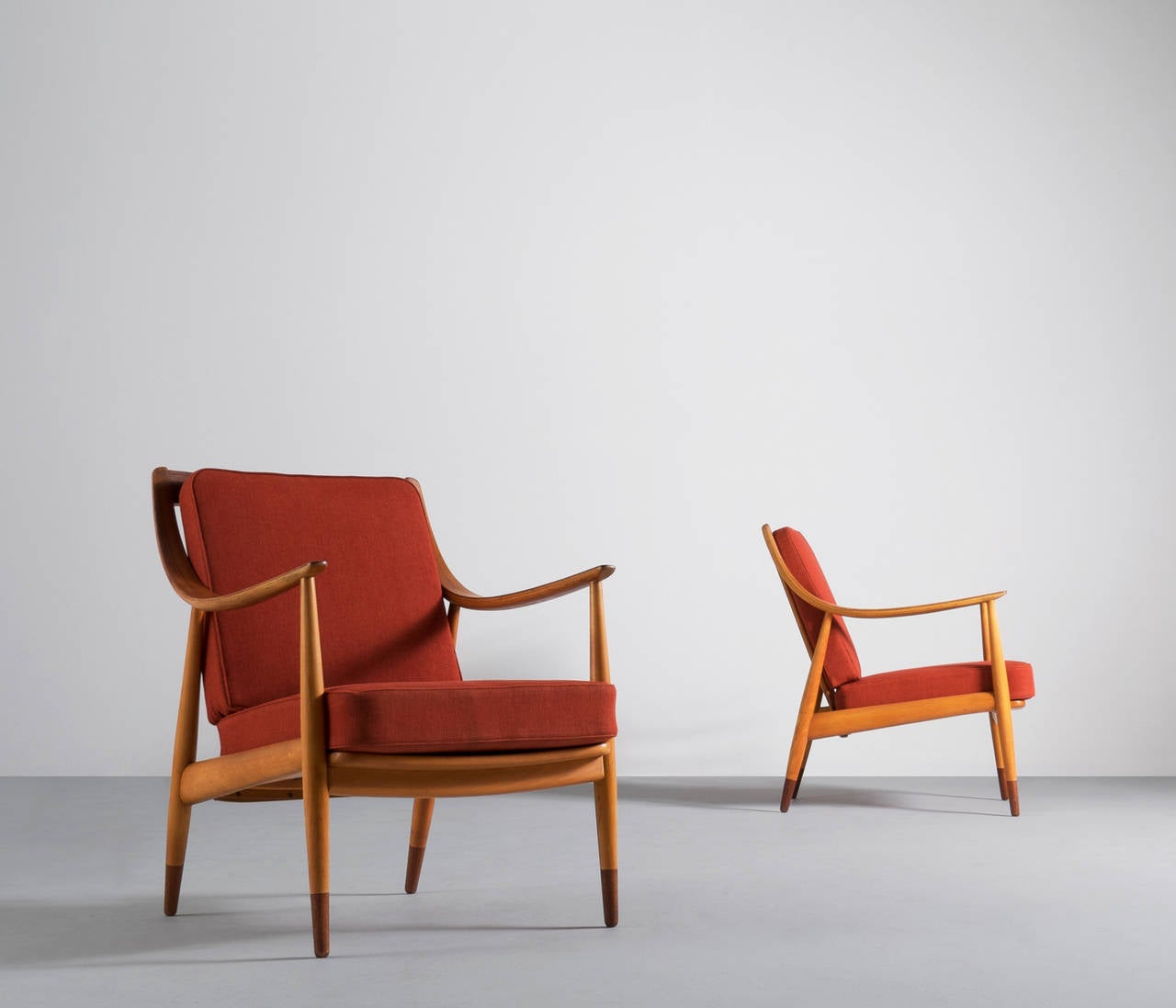 Scandinavian Modern Matching Pair of Lounge Chairs by Peter Hvidt & Orla Molgaard Nielsen