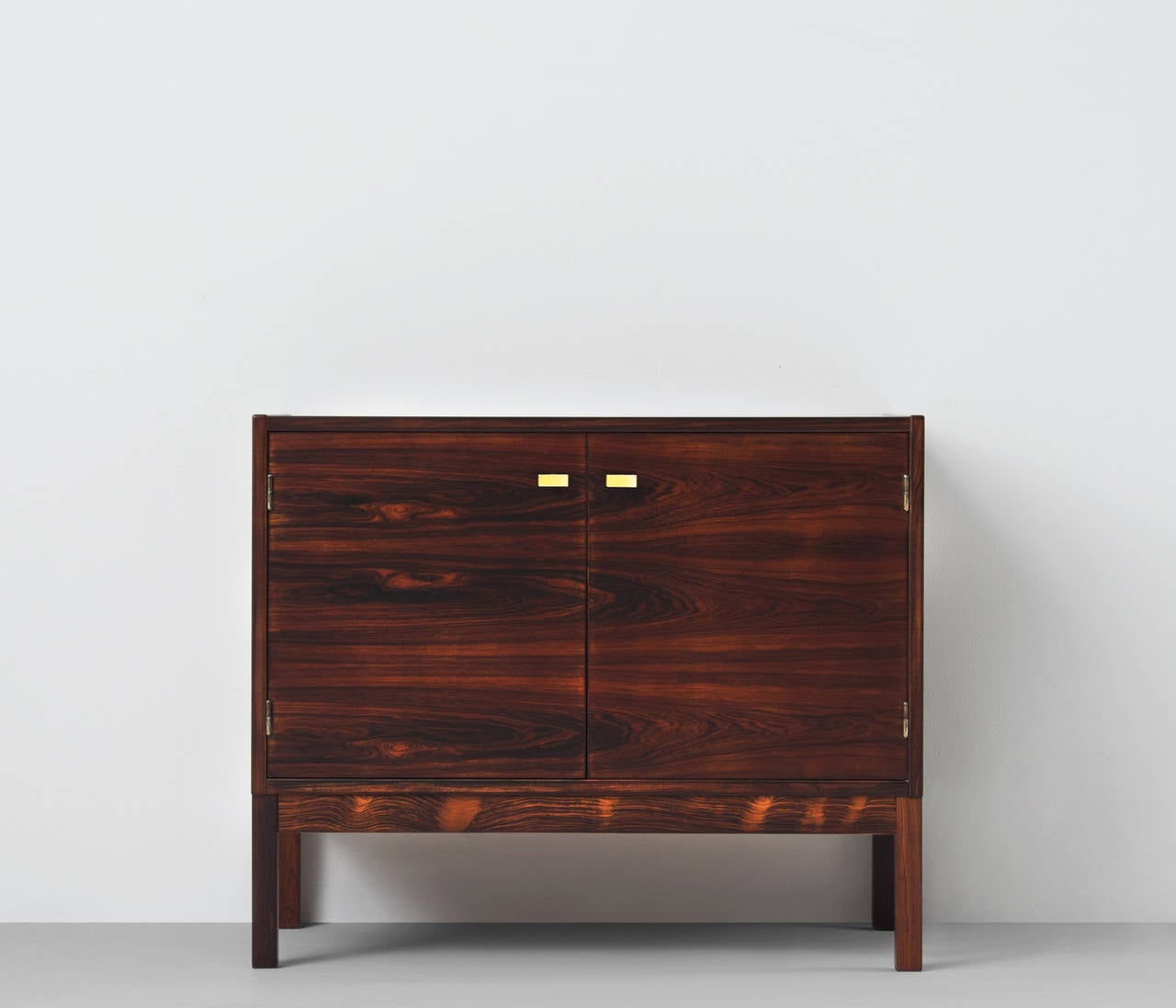 Scandinavian Modern Small Sideboard Made of Rosewood with Brass Details
