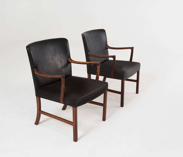 Solid Rosewood Armchairs Ole Wanscher for A. J. Iversen, Large Version In Good Condition In Waalwijk, NL