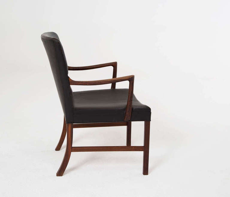 Leather Solid Rosewood Armchairs Ole Wanscher for A. J. Iversen, Large Version